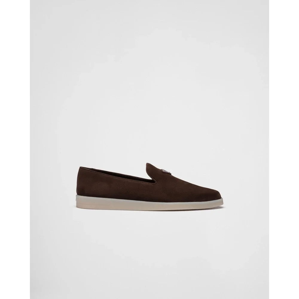 NEW Prada Men's Logo Slip-on Suede Loafers in Brown $950 - Prada Size 12 / US 13 - Picture 5 of 16